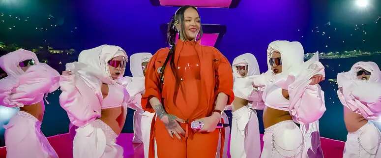 What did Rihanna reveal during the Super Bowl LVII halftime show in 2023?