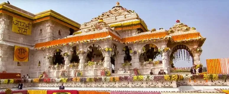 The Ram Mandir temple in Ayodhya, India, inaugurated in January 2024, stands over what historical structure?